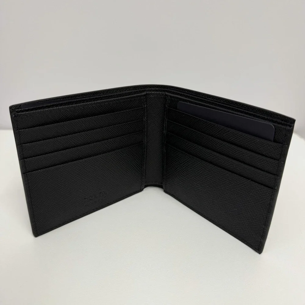 Authentic Mens Prada Bi Fold Saffiano Wallet Black NIB 2MO513 $795.00